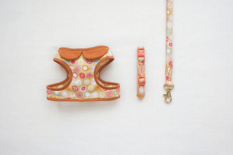 Can be customized. Orange pink fruit composition walking small circle 2 <Harnesses + + leash collar> - Collars & Leashes - Cotton & Hemp Orange