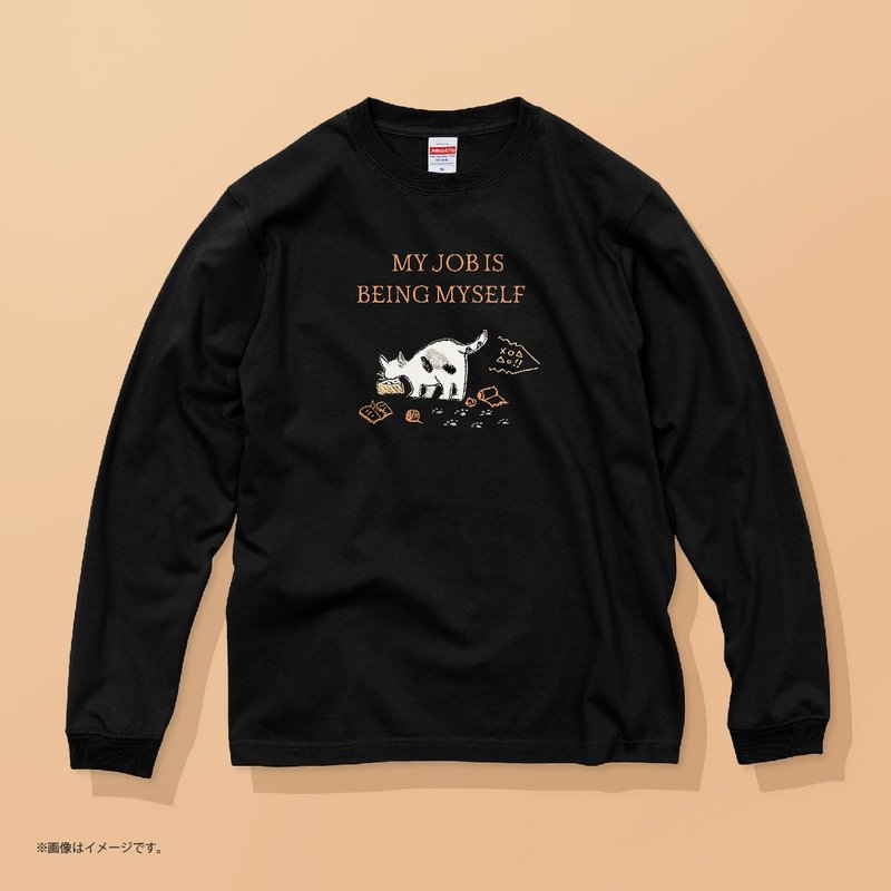 MY JOB IS BEING MYSELF /安心のクオリティ/定番長袖コットンTシャツ - 女 T 恤 - 棉．麻 白色