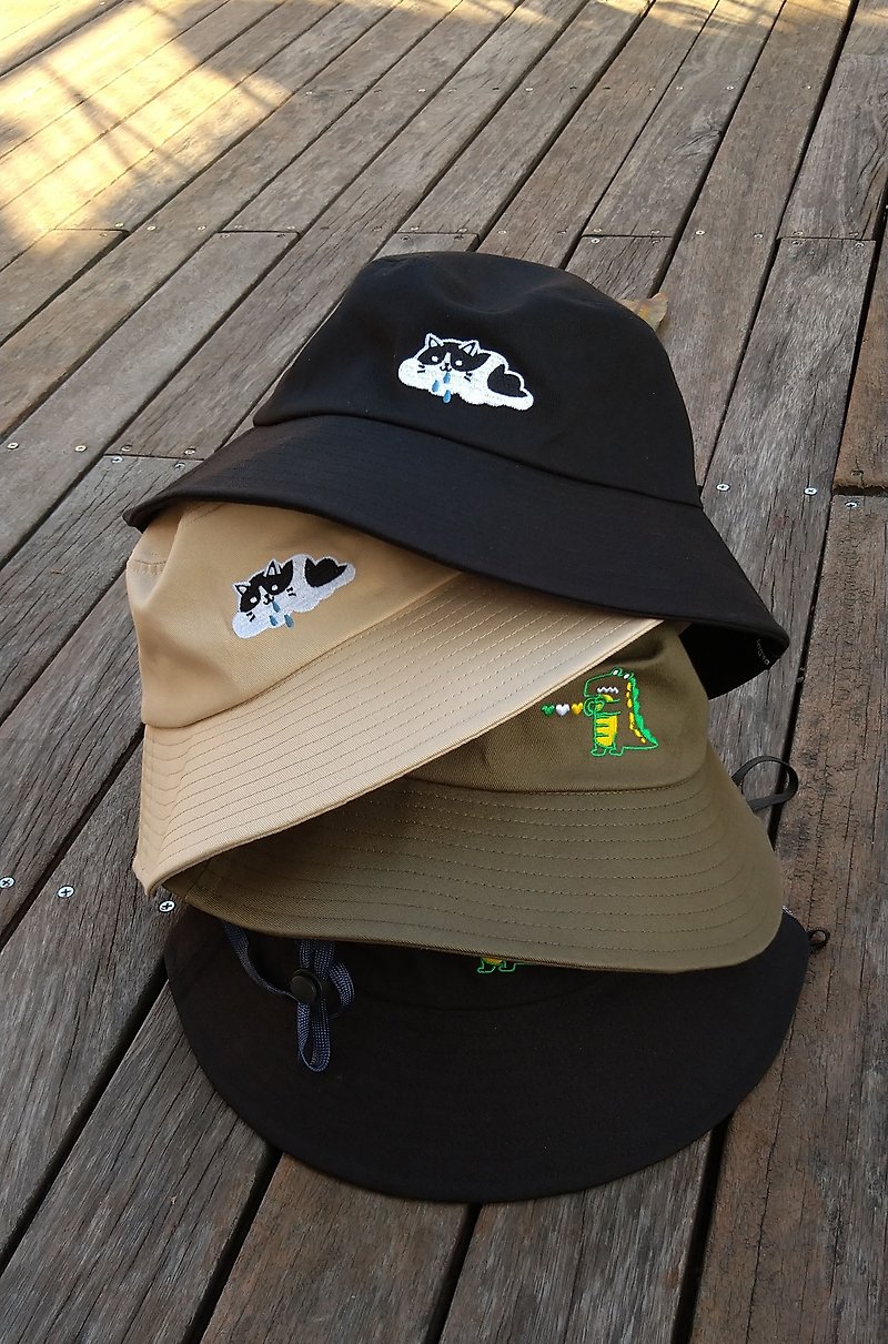 Cat and Love's Light Wave Character Bucket Hat-Can be worn by men and women - หมวก - ผ้าฝ้าย/ผ้าลินิน 