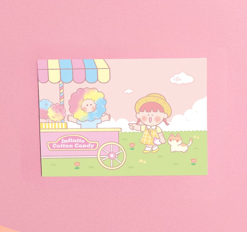 Kyraillust 插畫明信片 Postcard - 棉花糖日子 - 卡片/明信片 - 紙 粉紅色