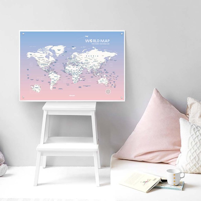 World Map - Customized Magnetic Series Posters - Soft Pink (Customized Gift) - Individual Posters - โปสเตอร์ - กระดาษ สึชมพู