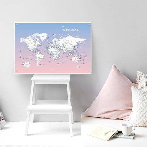 Umade 世界地圖-訂製磁吸系列海報-輕柔粉(客製化禮物)-單獨海報