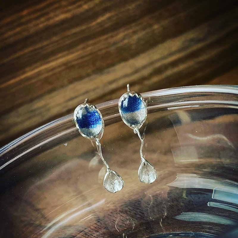 -Beads-Transparent Series-Crystal 925 Sterling Silver Ear Pins - Earrings & Clip-ons - Sterling Silver Blue