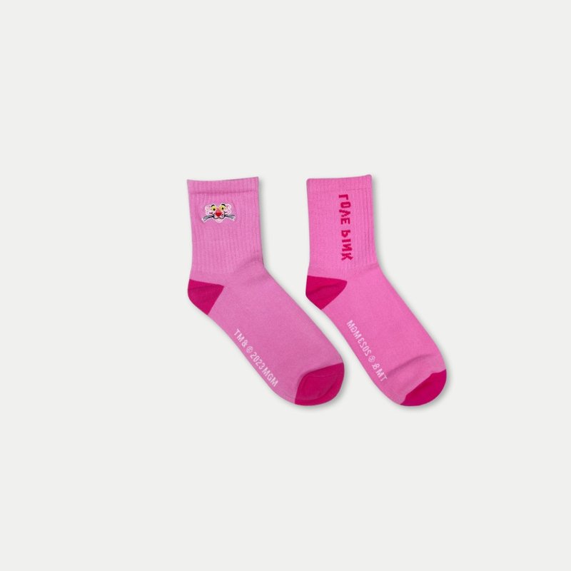 Hate Monday'' X PINK PANTHER - SOCKS(PPHM-23S15) - Socks - Cotton & Hemp Pink