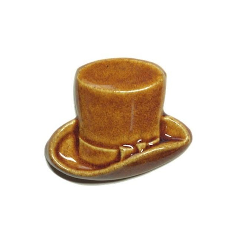 Pottery brooch top hat (candy) - Brooches - Pottery Brown