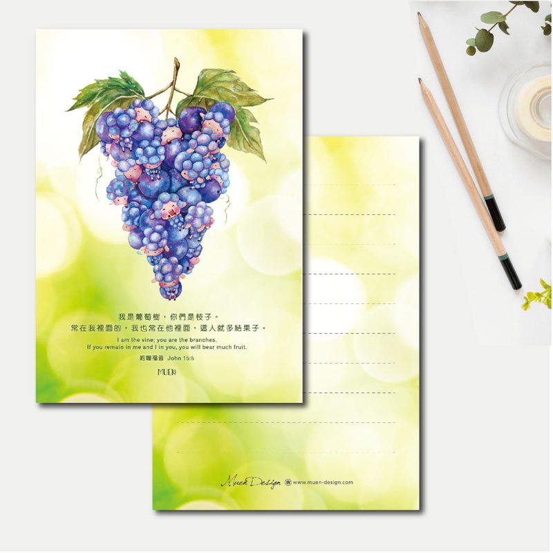 Fruitful Hand Drawn Universal Postcard with Envelope - Cards & Postcards - Paper Green