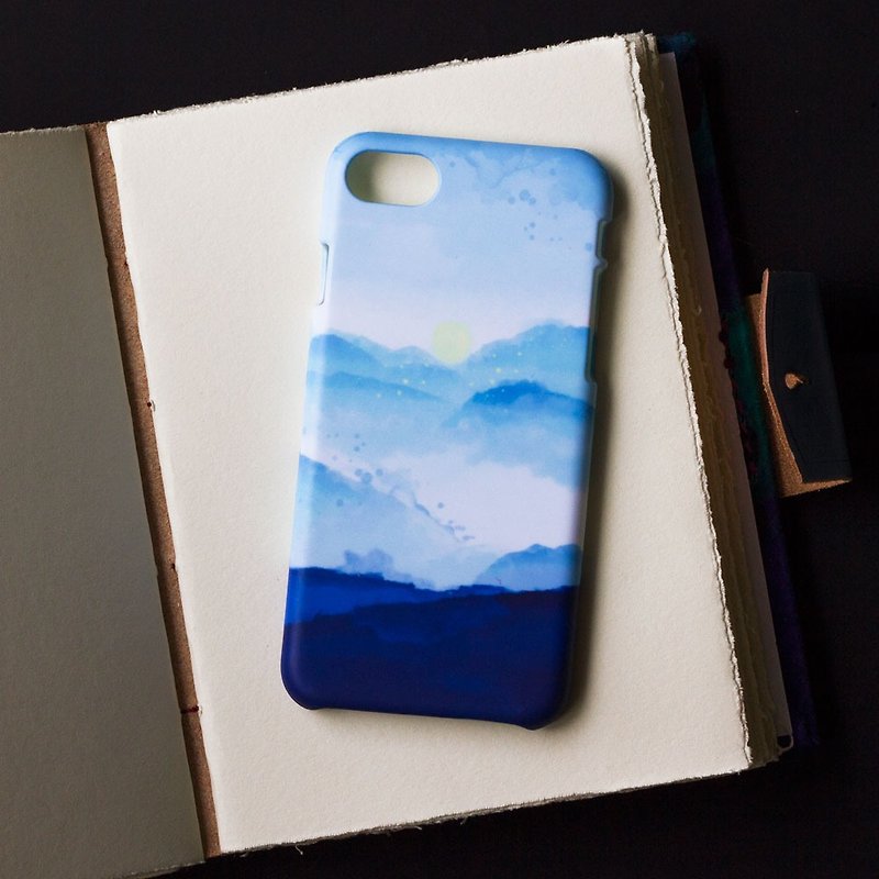 Sunset and Mountain. Matte Case (iPhone, HTC, Samsung, Sony) - เคส/ซองมือถือ - พลาสติก สีน้ำเงิน