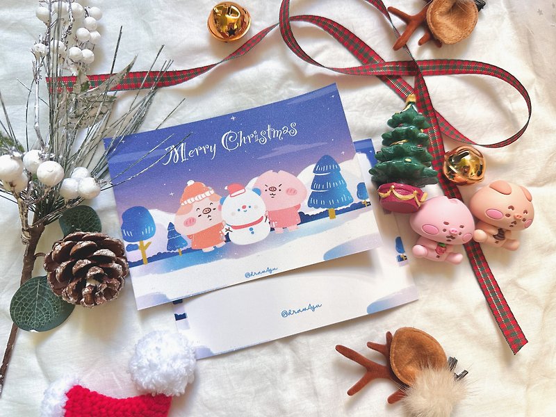【Spot】Porpoise TunTun | Christmas Card | Christmas | Gift | Snowman | - Cards & Postcards - Paper Multicolor