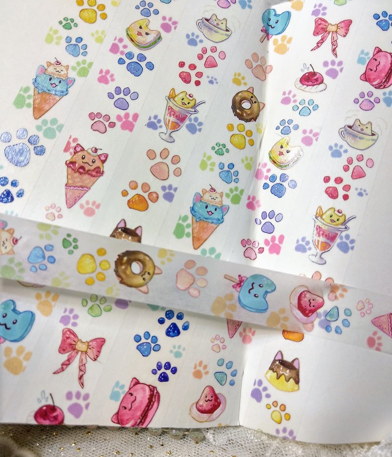 Snack cat Paper tape - Washi Tape - Paper Multicolor