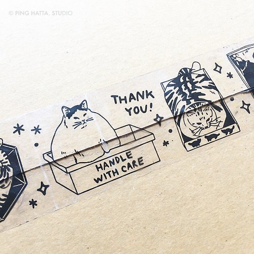 pinghattastudio Box Chonky Cat Meme Clear packing tape – Happy mail tape, cute poly packing tape