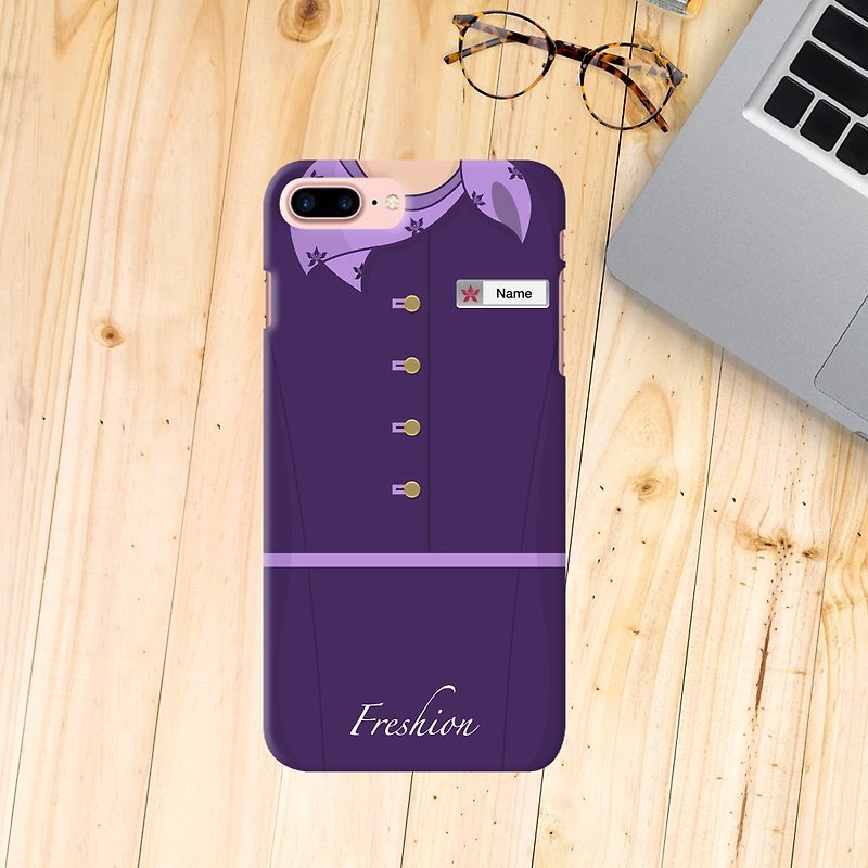 Hong Kong Airlines Air Hostess Fight Attendant Purple scarf iPhone Samsung Case - Phone Cases - Plastic Purple