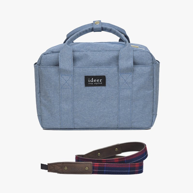 [Offer combination] Bladen side back handbag three-use camera bag + British style sub-camera belt (young) - Cameras - Other Materials Blue