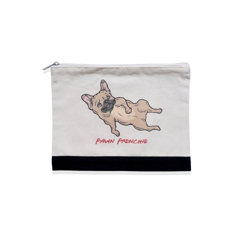 FRENCHIE FRENCHIE POUCH - FAWN - กระเป๋าเครื่องสำอาง - ผ้าฝ้าย/ผ้าลินิน ขาว