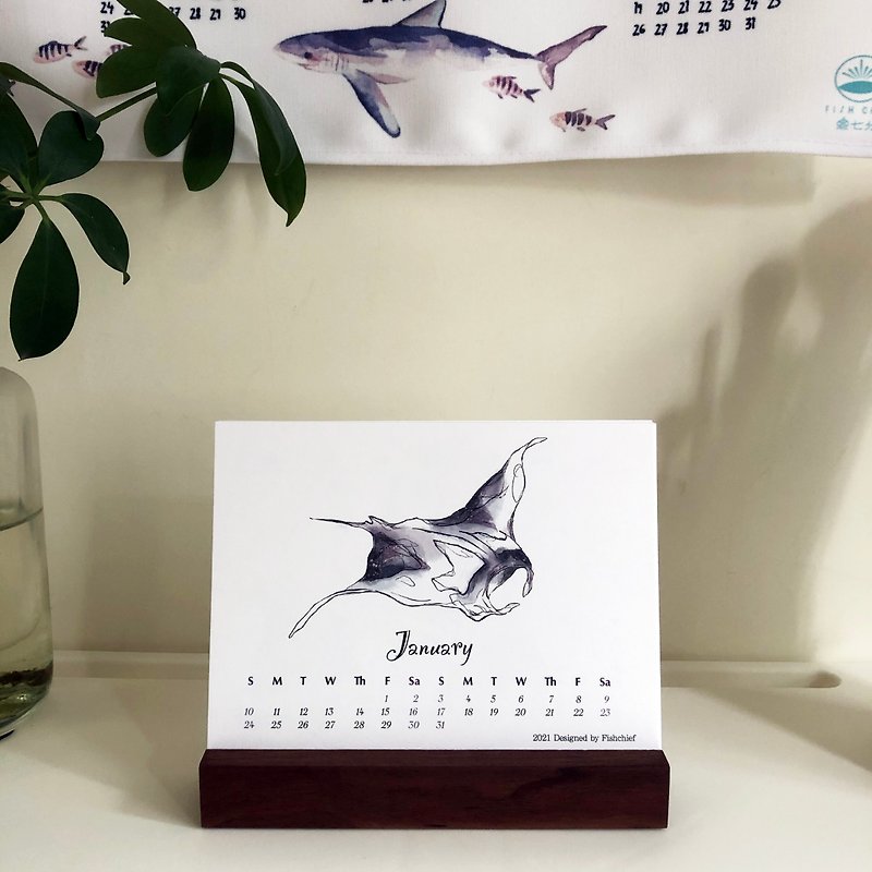 2021 fish seven-point desk calendar (including base) - Calendars - Paper 