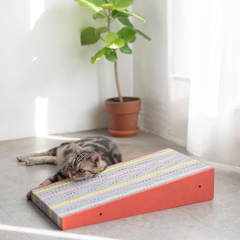 Disdain Cat Scratching Board-Sandwich (Orange Red) Debris is significantly reduced ~ - อุปกรณ์แมว - ไม้ สีแดง