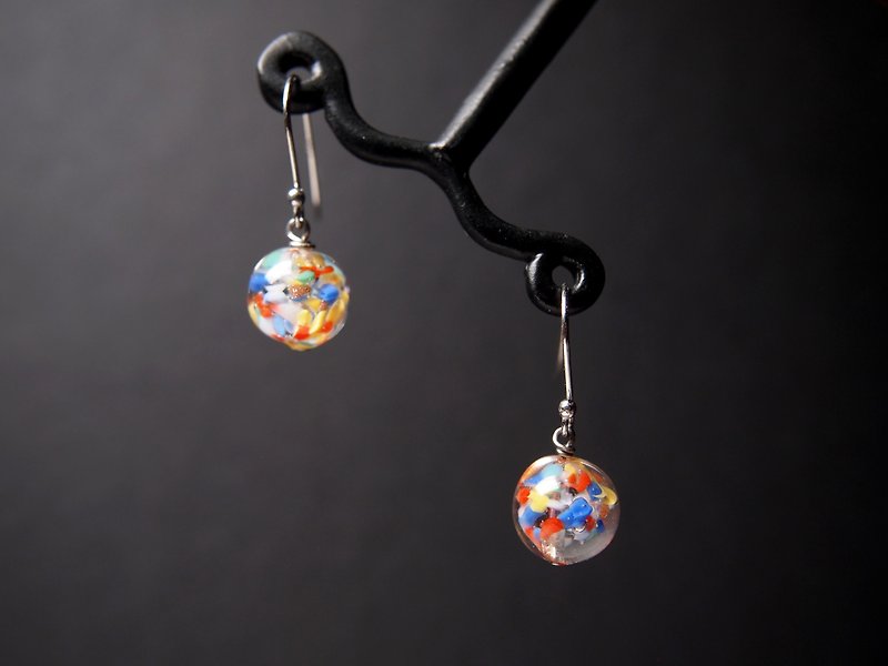 #GE346 Murano Glass Beads Earring - Earrings & Clip-ons - Glass Multicolor