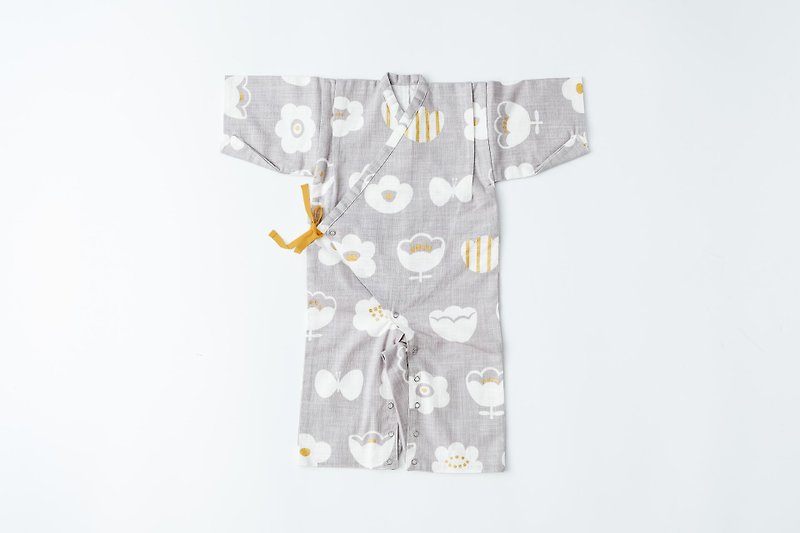 日式和風連體服 - 幸運な - 嬰兒連身衣/包被/包巾 - 棉．麻 銀色