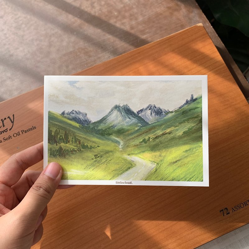 Postcard - Little Mountain Road - 卡片/明信片 - 紙 綠色