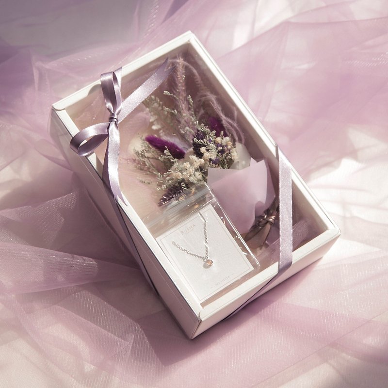 甜美淡紫花束純銀飾品禮盒(限定款) - 項鍊 - 純銀 