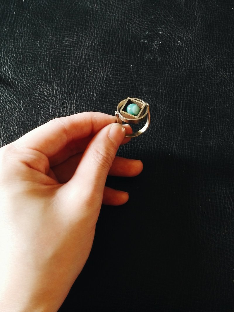 [Mush] Brass Geometric Circular Squarely Ring - General Rings - Other Metals Multicolor