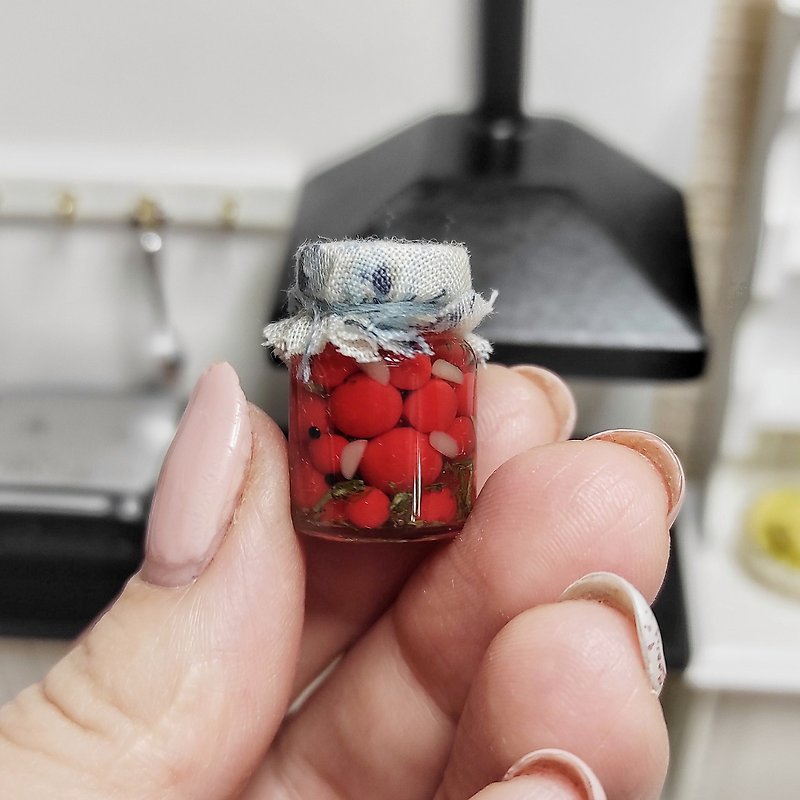 Handmade, Miniature Jars, Tomatoes in Jars, Jars in a Dollhouse - gift idea - Kids' Toys - Clay 