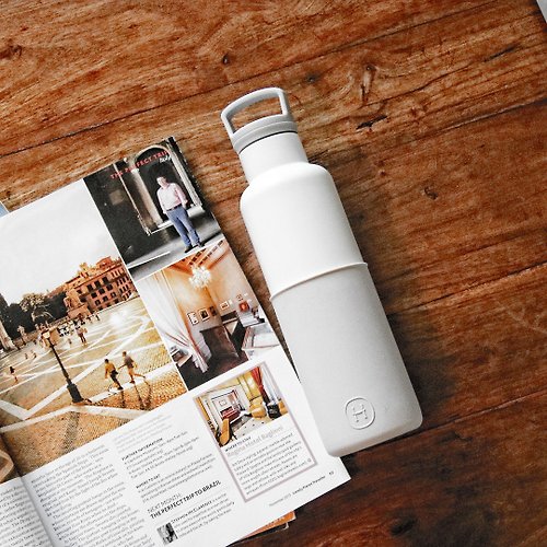 HYDY Bottle (授權總代理) 美國HYDY時尚保溫水瓶 CinCin White系列,雲灰-白瓶 - 590ml