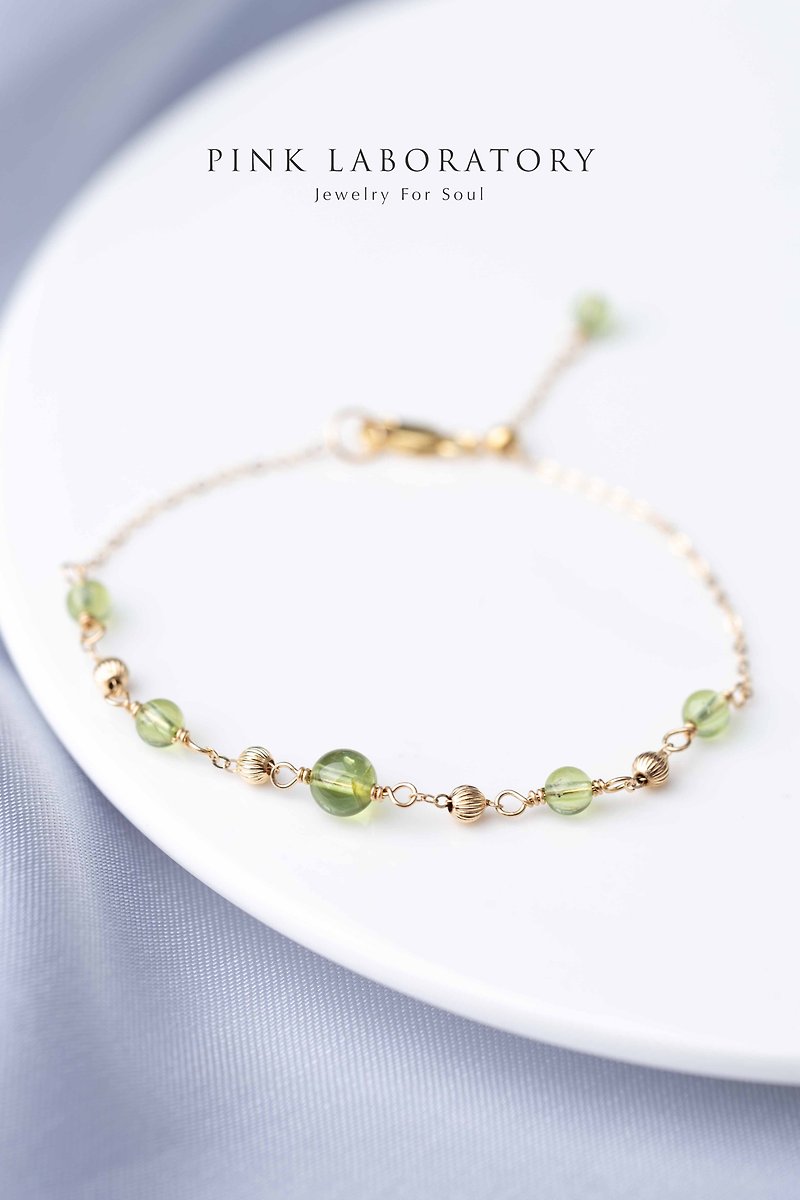 Peridot 14K Gold Filled Natural Gemstone Crystal Bracelet - สร้อยข้อมือ - คริสตัล สีเขียว