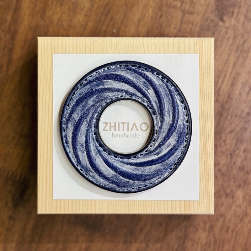 原創手工製作牛皮劍道刀鐔 疾如旋踵 霧蠟藍 劍鍔 Tsuba - 運動配件 - 真皮 藍色