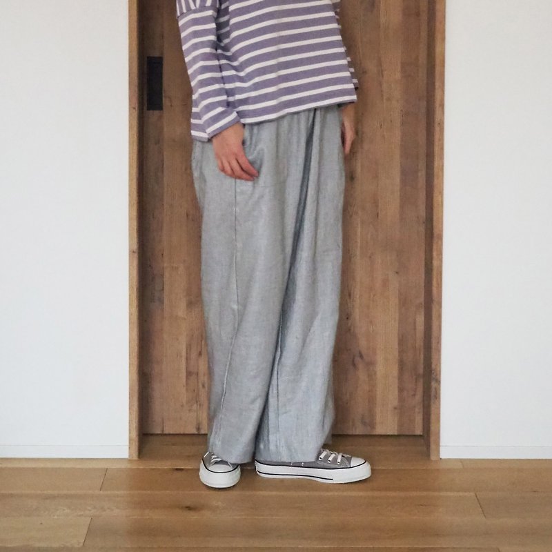 Linen baker pants / GRAY - 闊腳褲/長褲 - 棉．麻 灰色