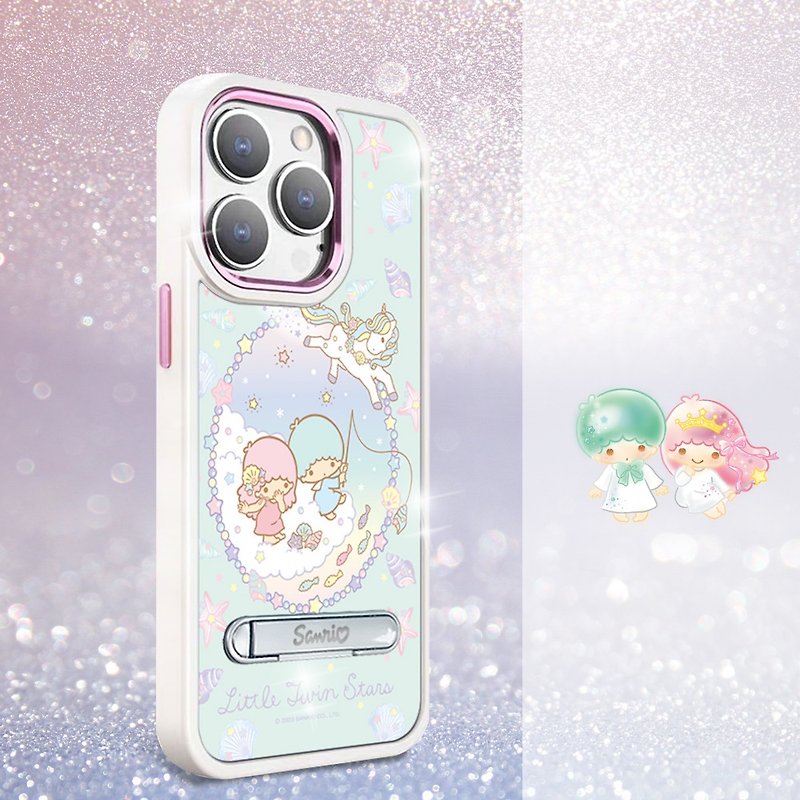 Sanrio iPhone15 14 series military-standard anti-fall aluminum alloy stand phone case-Cloud Gemini - เคส/ซองมือถือ - วัสดุอื่นๆ หลากหลายสี