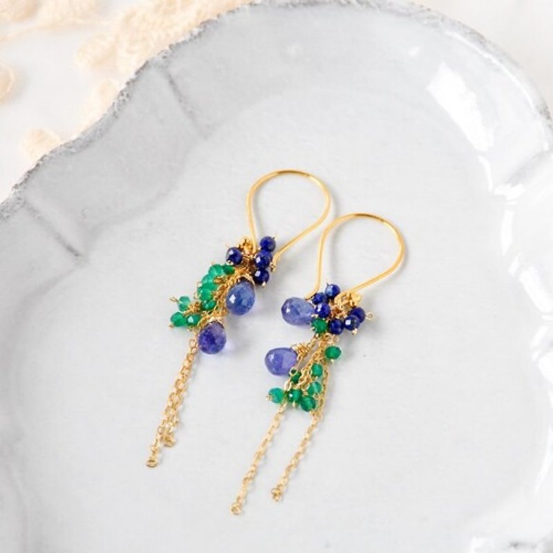 14kgf/tanzanite x lapis lazuli earrings
