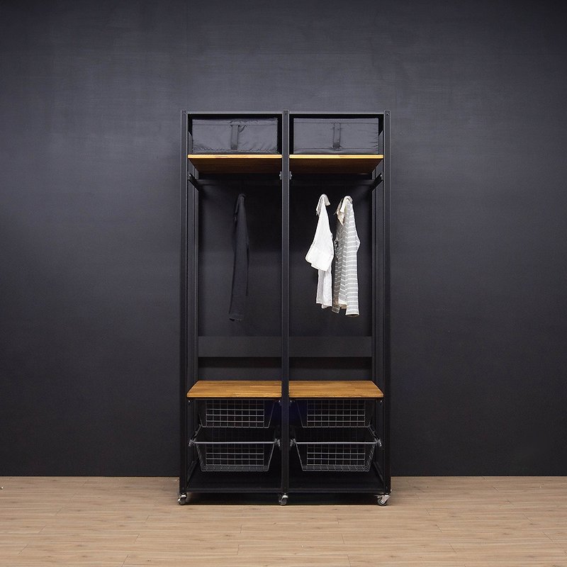Creesor-Lumiere 60 Industrial Style Wardrobe - Wardrobes & Shoe Cabinets - Other Metals Black
