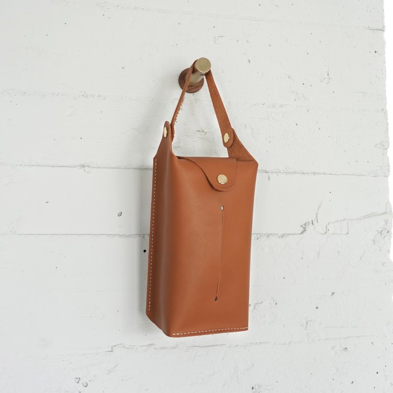 紳士衛生紙盒 | 車用款 | 焦糖 - 紙巾盒/紙巾套 - 真皮 橘色