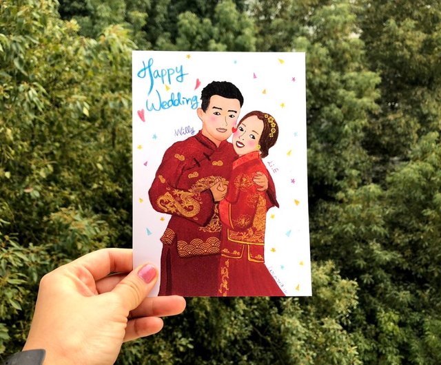 結婚式招待状デザイン電子ファイル イラスト結婚式招待状両面デジタルファイル 印刷が必要な場合は追加見積もり ショップ Celiaillustration 結婚誓約書 Pinkoi