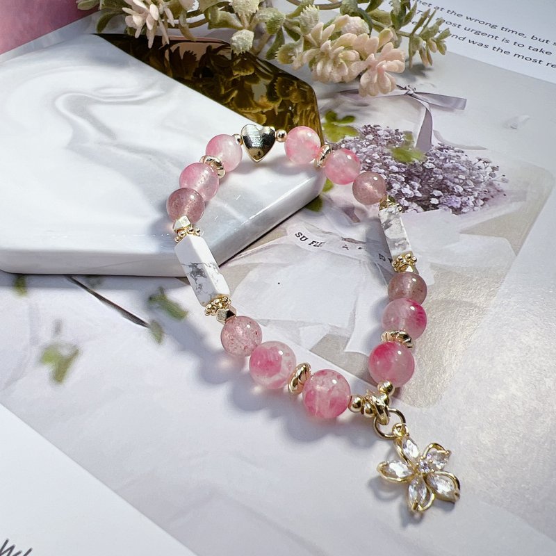 Rhodonite | Sakura Rain | White Turquoise | Strawberry Quartz - Bracelets - Crystal 