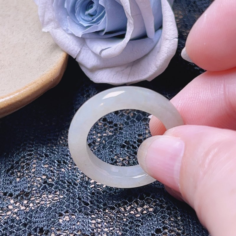 【求‧緣】冰翡翠戒指戒圈 | 國際16圍 | 天然緬甸翡翠A貨 | 送禮 - 戒指 - 玉石 白色