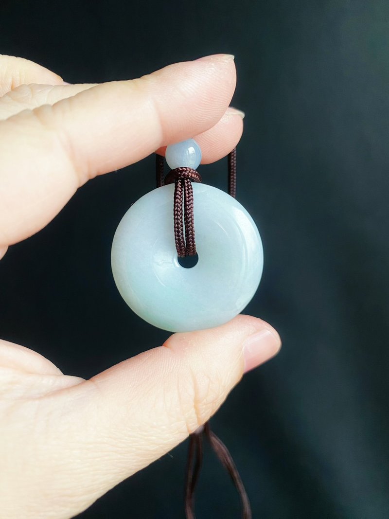 【售出】天然緬甸玉翡翠 淺綠底質細緻 平安扣 項鍊 禮物 長輩禮 - 項鍊 - 玉石 綠色