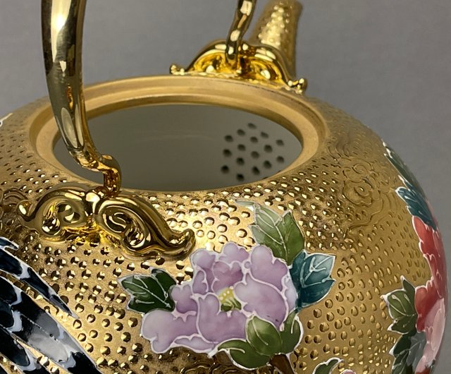 像の茶器　茶器　金 台湾【ゴールド】手描きブルー金茶器 - ショップ GOOD TIME CERAMICS