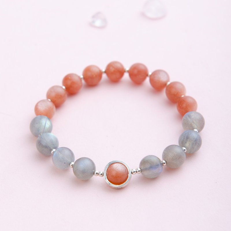 Sunstone, Labradorite, 925 Sterling Silver Natural Crystal Bracelet - Bracelets - Crystal Orange
