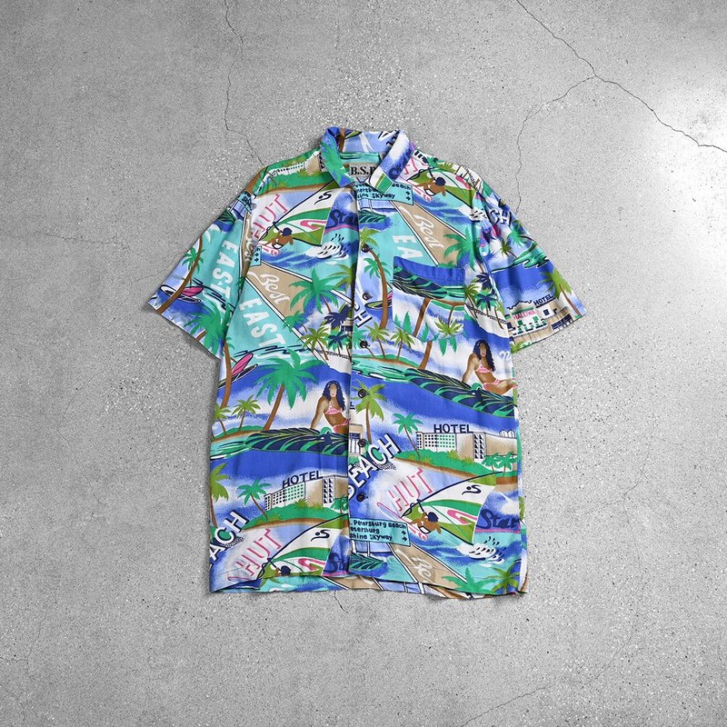 Aloha Shirts 夏威夷衫 / 古巴領襯衫、夏季古著襯衫、保齡球襯衫 - 男襯衫/休閒襯衫 - 其他材質 藍色
