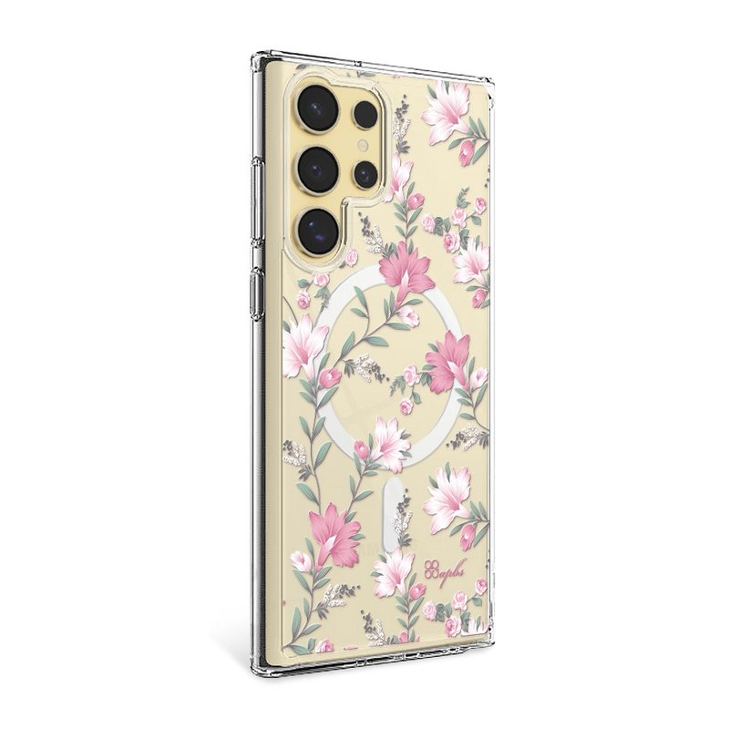Samsung S25/S24/S23系列 輕薄軍規防摔磁吸手機殼-小清新-粉劍蘭 - 手機殼/手機套 - 其他材質 多色
