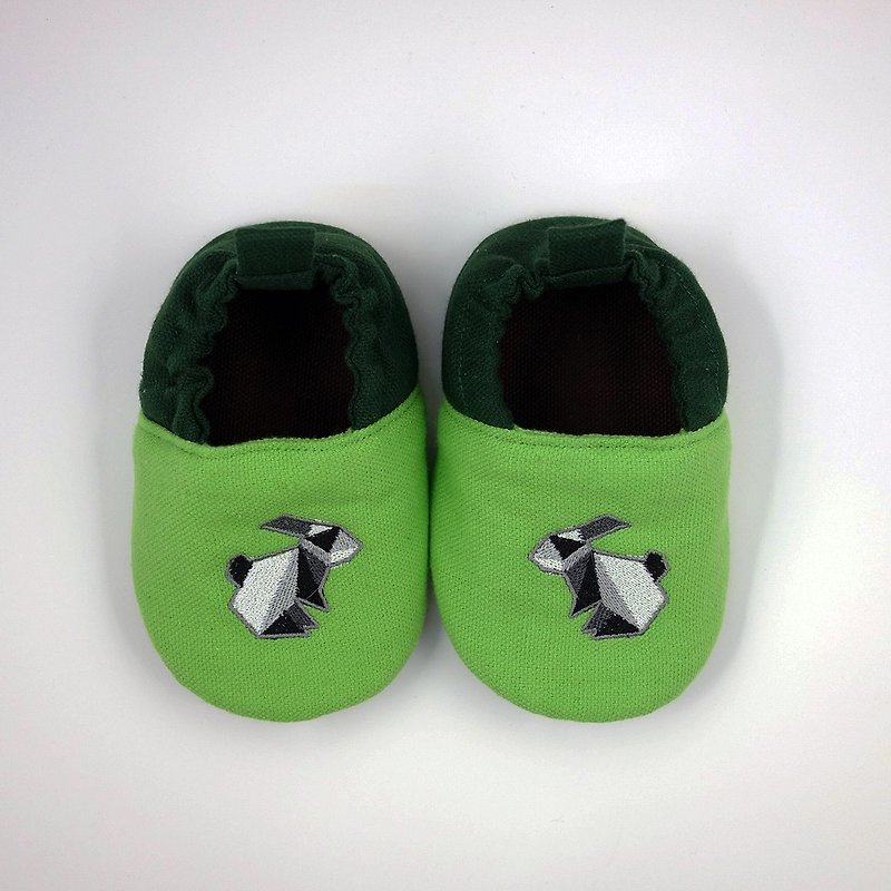 (Rabbit Mint Baby) origami rabbit embroidered cotton baby toddler shoes - (C0002) - Kids' Shoes - Cotton & Hemp Green
