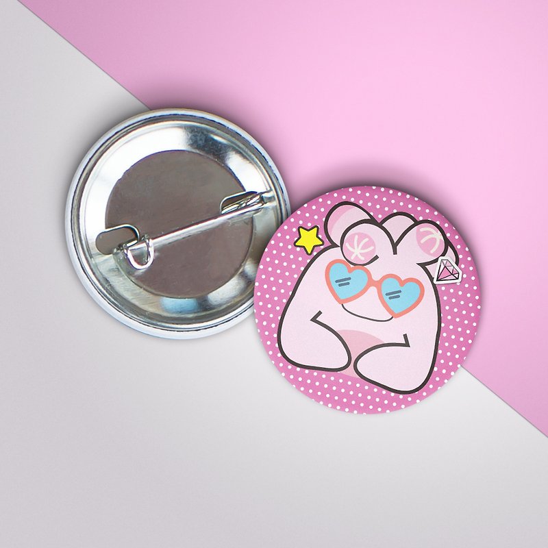 【Plump Planet Friends】Pin back Badge | Smart Planet - Badges & Pins - Plastic Pink