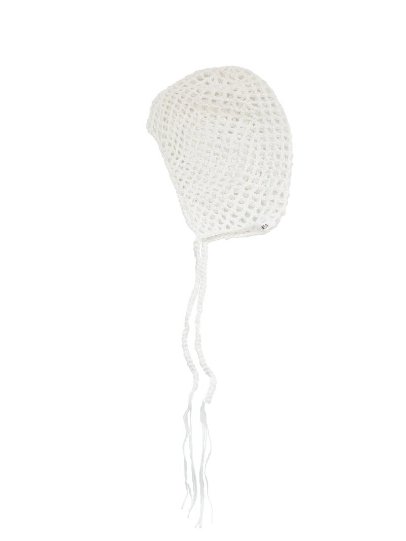 SUMMER MESH EARFLAP BEANIE (WHITE) - 帽子 - 棉．麻 白色