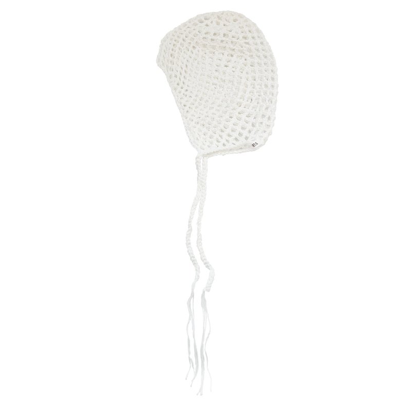 SUMMER MESH EARFLAP BEANIE (WHITE) - 帽子 - 棉．麻 白色
