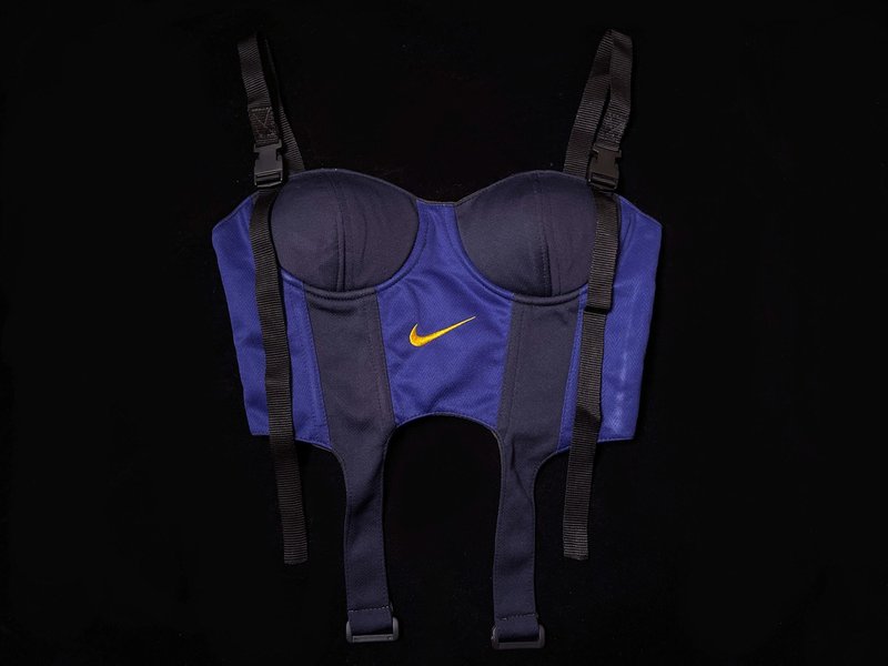 REGETHER 古著改製 sportswear 罩杯式綁帶馬甲-NIKE-11 - 背心/無袖上衣 - 棉．麻 藍色