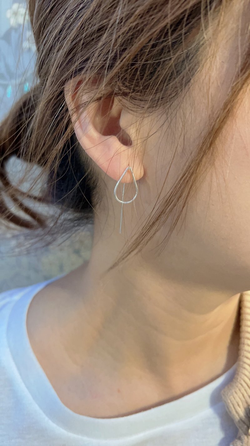 水滴耳勾耳環 - 耳環/耳夾 - 純銀 透明