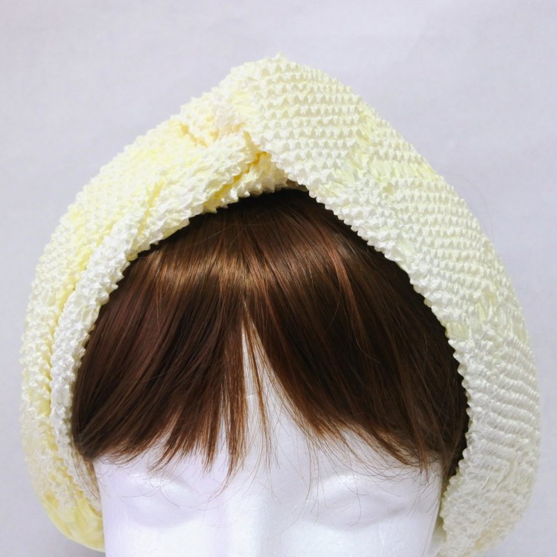 Kimono remake obiage cross turban - Hair Accessories - Silk Yellow