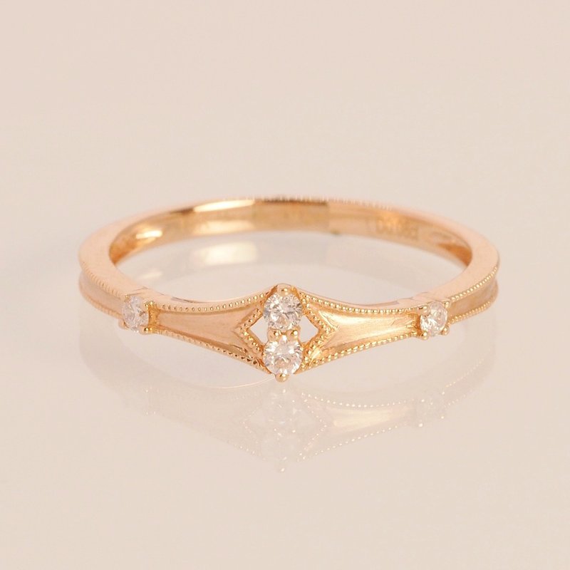 18K玫瑰色鑽石腰帶戒指 18K Gold The Diamond Obi Ring in Rosea - 戒指 - 貴金屬 