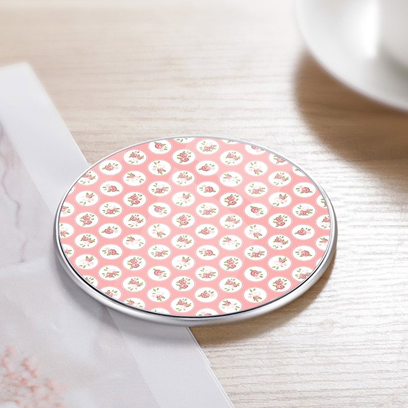 15wFlower Floral Pattern Wireless Qi Charger WCAM02Y - Phone Charger Accessories - Other Metals Pink